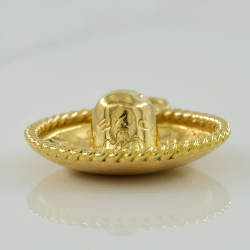 men’s woven leather bracelet 14k Yellow Gold Sombrero Charm |