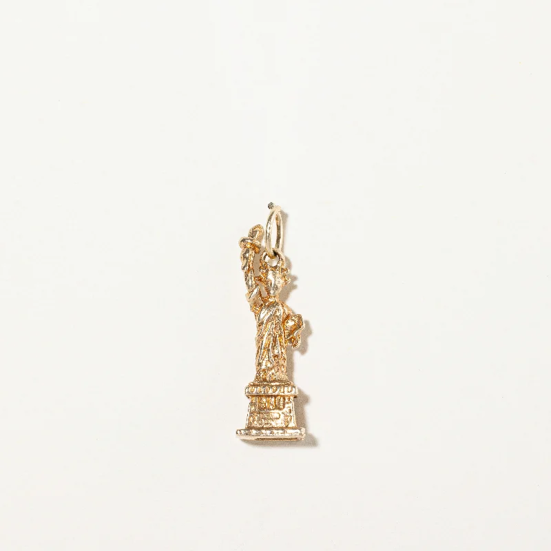 handcrafted beaded hoop earrings 14k Yellow Gold Statue of Liberty Charm