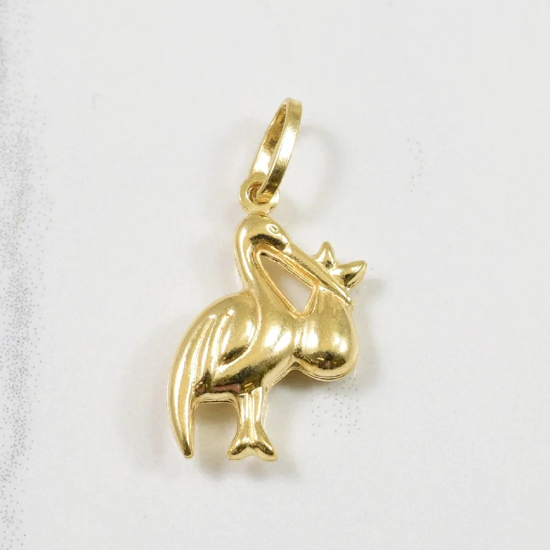 14k Yellow Gold Stork Pendant