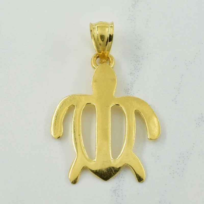 handcrafted turquoise necklace 14k Yellow Gold Turtle Pendant |