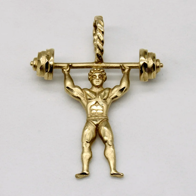 celestial star charm bracelet 14k Yellow Gold Weightlifter Pendant