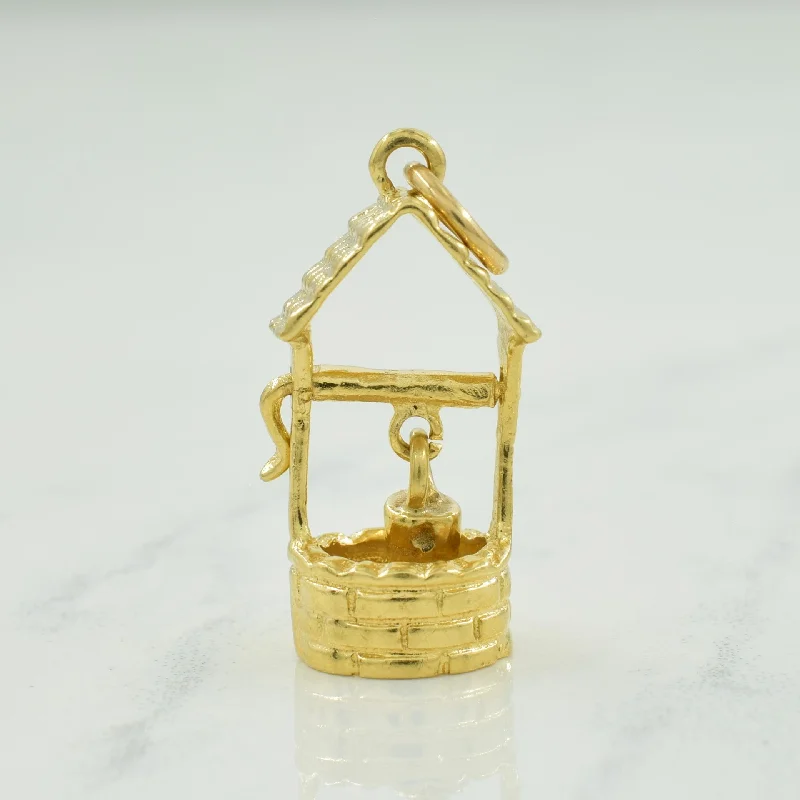 real tiger’s eye bead bracelet 14k Yellow Gold Well Charm |
