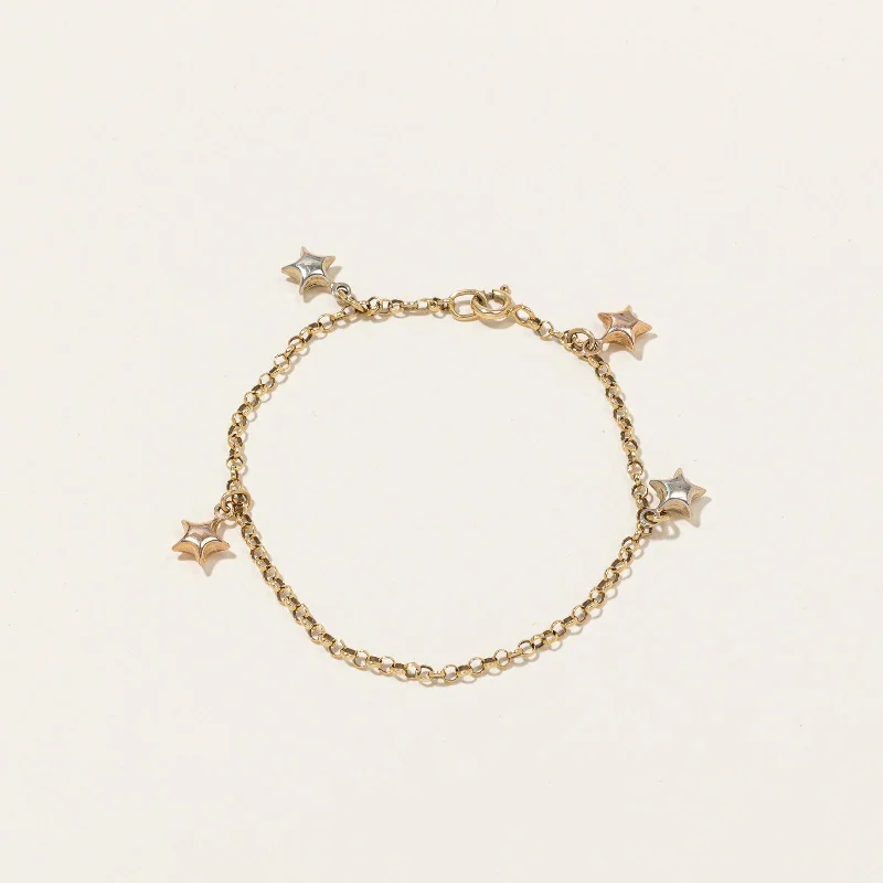 real turquoise drop earrings 18k Tri Tone Gold Star Charm Bracelet | 7" |