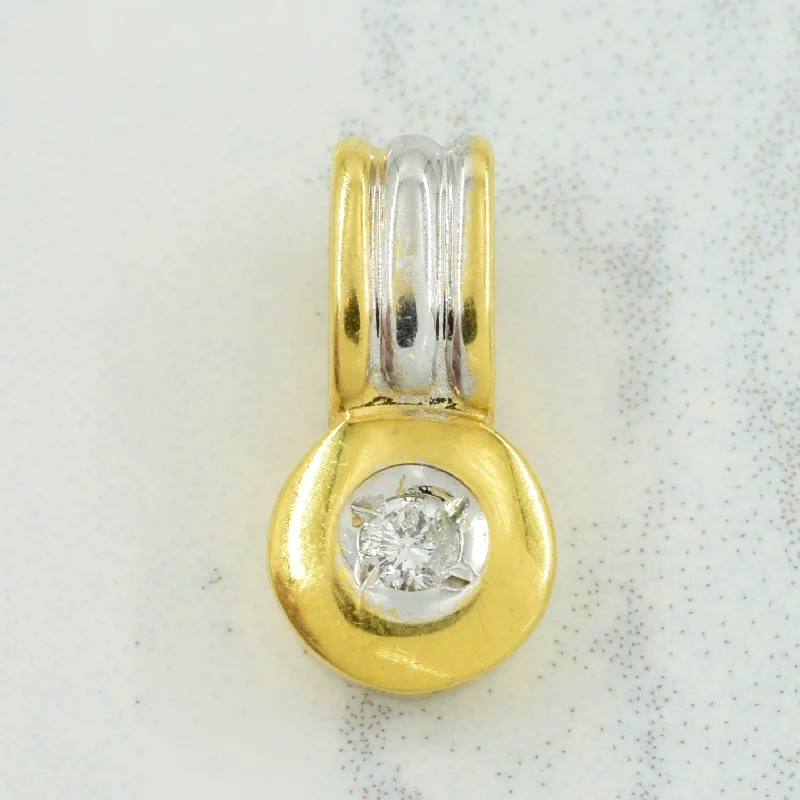 minimalist disc pendant necklace 18k Two Tone Gold Diamond Pendant | 0.04ct |