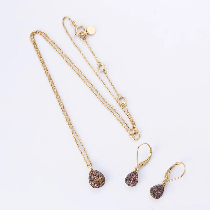 vintage-style filigree bracelet 18k Yellow Gold Fancy Brown Diamond Necklace & Earring Set | 0.42ctw | 17.5" | vintage-style filigree bracelet 18k Yellow Gold Fancy Brown Diamond Necklace & Earring Set | 0.42ctw | 17.5" |