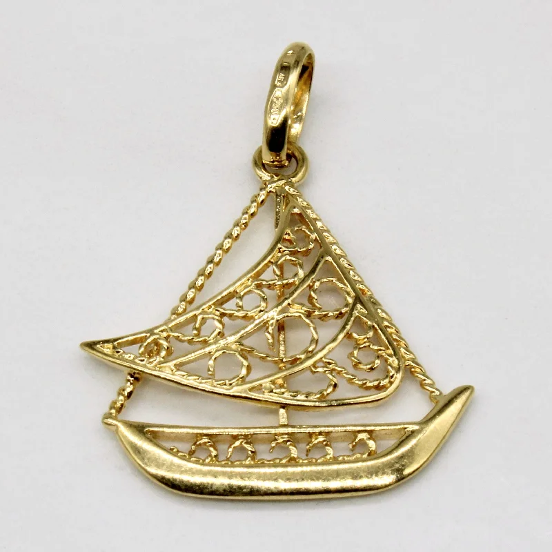 handmade braided anklet 18k Yellow Gold Boat Charm