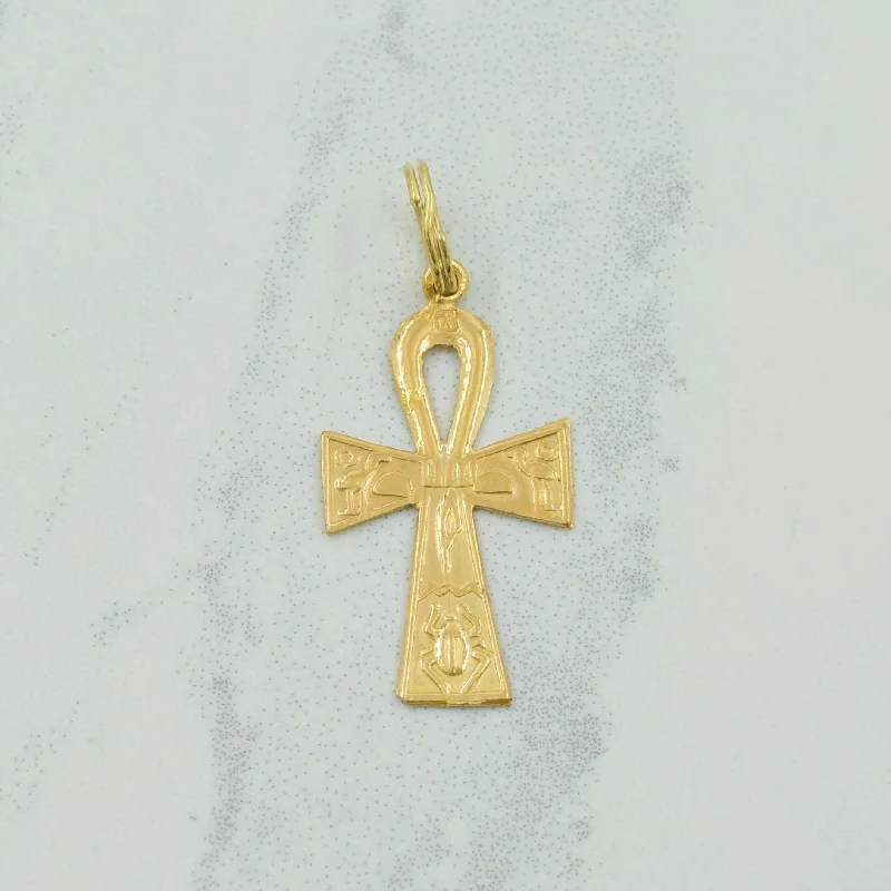 vintage cameo brooch jewelry 18k Yellow Gold Cross Charm |
