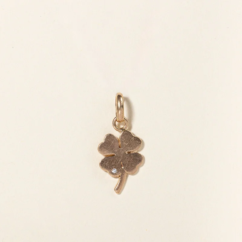 cute cat charm bracelet Diamond Four Leaf Clover Pendant | 0.01ct |