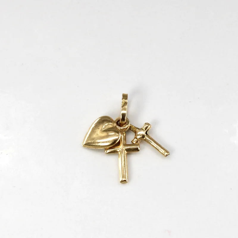 luxury emerald ring platinum 18k Yellow Gold Heart and Cross Pendant