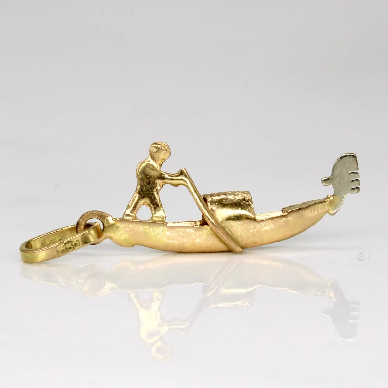 classic pearl strand necklace 18k Yellow Gold Venetian Gondola Charm