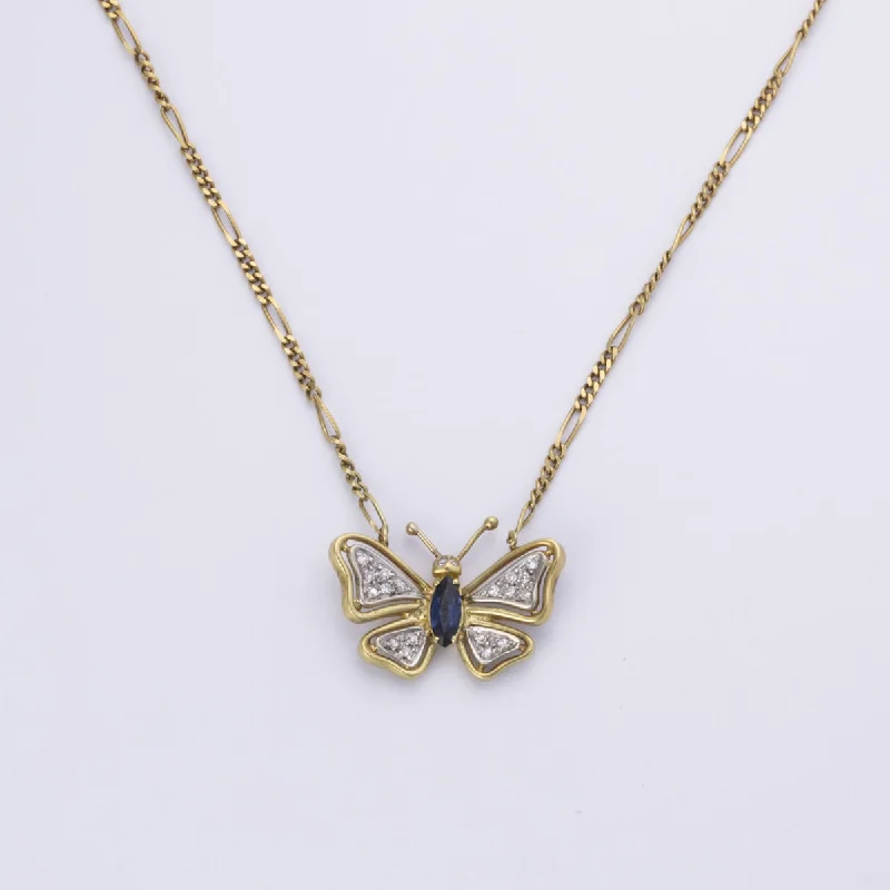 birthstone stacking rings set 18k Yellow Gold Butterfly Sapphire and Diamond Necklace | 0.34ct, 0.15ctw | 16" birthstone stacking rings set 18k Yellow Gold Butterfly Sapphire and Diamond Necklace | 0.34ct, 0.15ctw | 16"