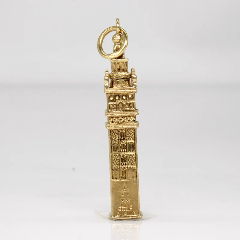 chunky chain necklace trendy 18k Yellow Gold Tower Charm
