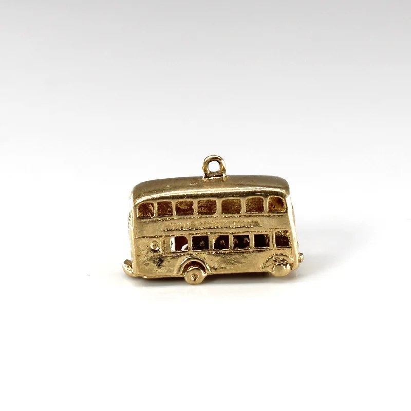men’s braided leather bracelet 9k Yellow Gold Bus Pendant/ Charm