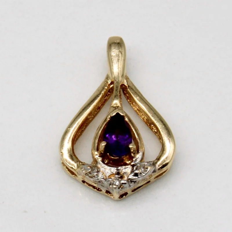 Amethyst & Diamond Pendant | 0.15ct, 0.02ctw |