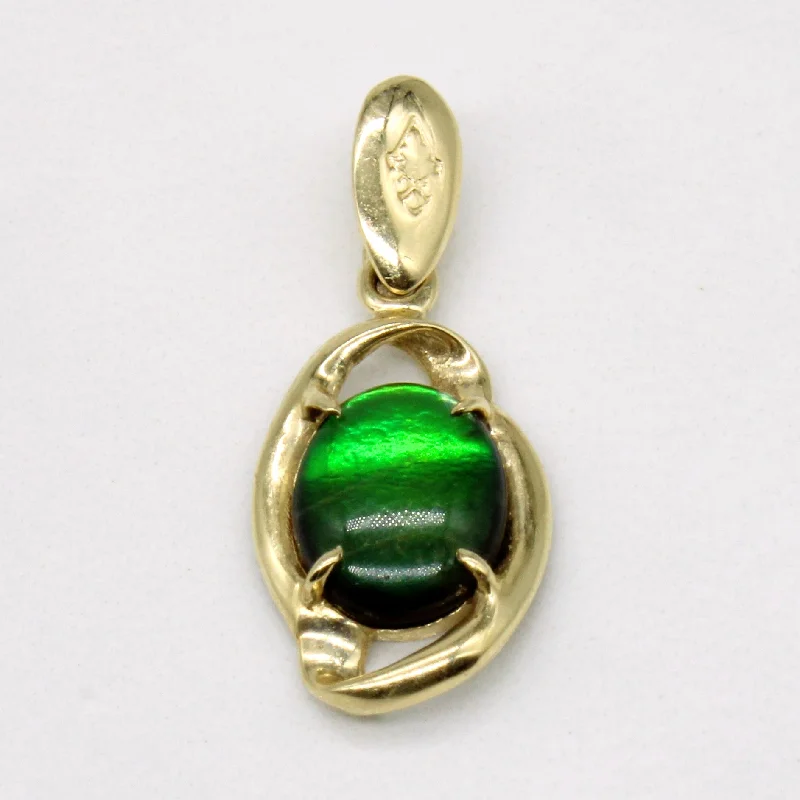 boho gold leaf ring Ammolite 14k Pendant | 1.00ct |