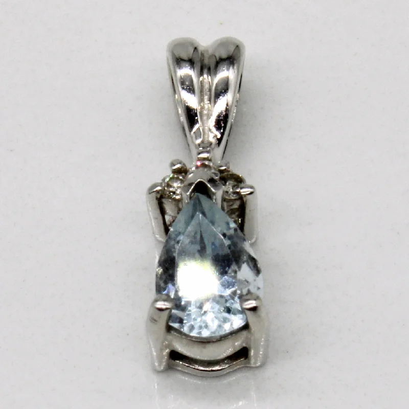 pearl stud earrings classic Aquamarine & Diamond 14k Pendant | 0.50ct, 0.03ctw |