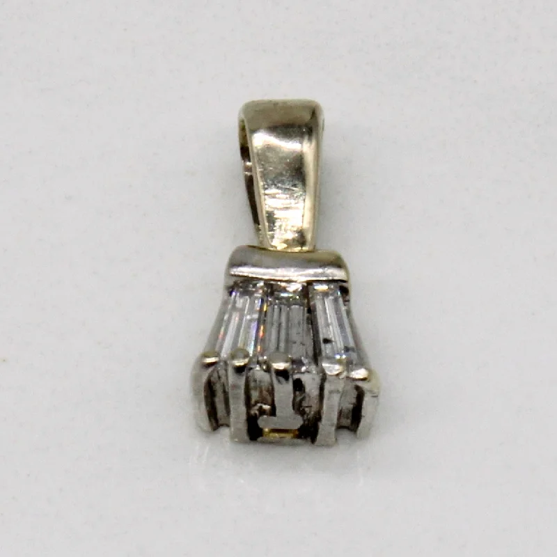 tiny gold huggie hoops Baguette Cut Diamond Pendant | 0.09ctw |