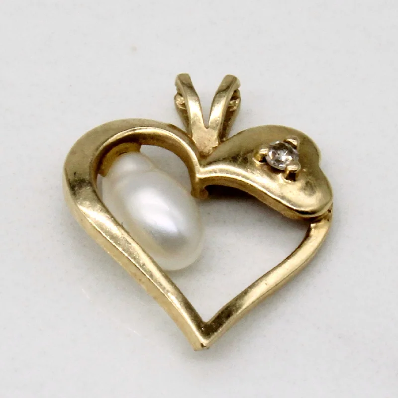 minimalist stacking rings set Baroque Pearl & Diamond Heart Pendant | 0.01ct |