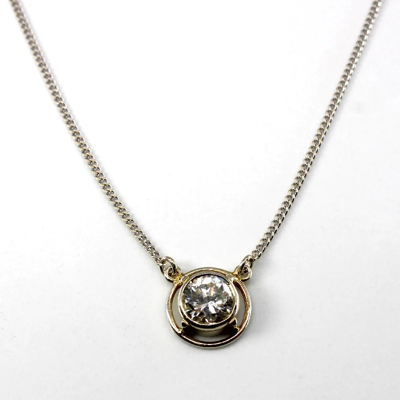 aquamarine birthstone necklace March Bezel Set Diamond Pendant Necklace | 1.00ct SI1/SI2 J/K| 15"|