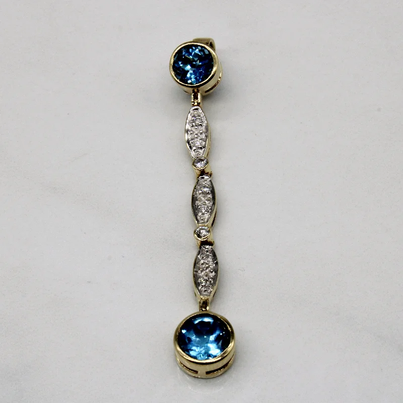 Blue Topaz & Diamond Drop Pendant | 1.50ctw, 0.12ctw |