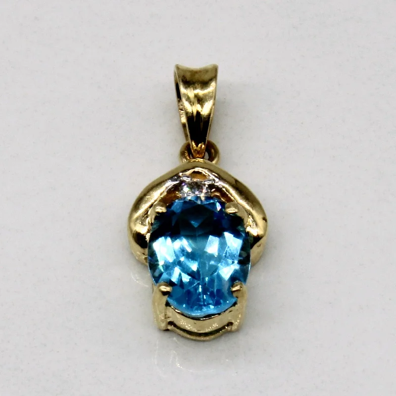 Blue Topaz & Diamond Pendant | 1.40ct, 0.03ct |