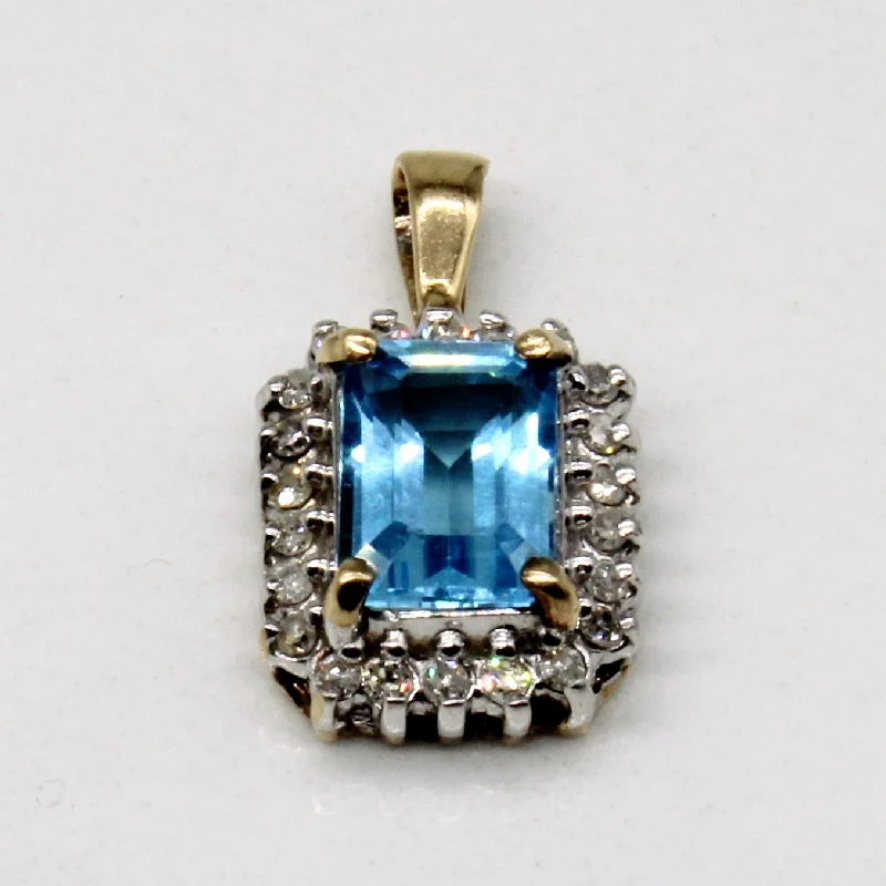 Blue Topaz & Diamond Rectangular Pendant | 1.15ct, 0.11ctw |