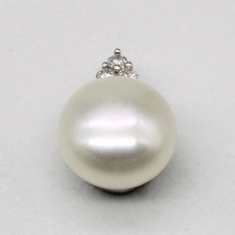 chunky gemstone cuff bracelet Button Pearl & Diamond Pendant | 0.06ctw |