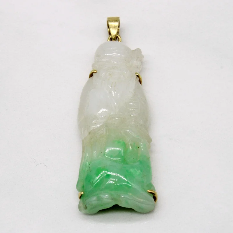 unique promise ring for girlfriend Carved Jadeite 14k Pendant | 23.50ct |