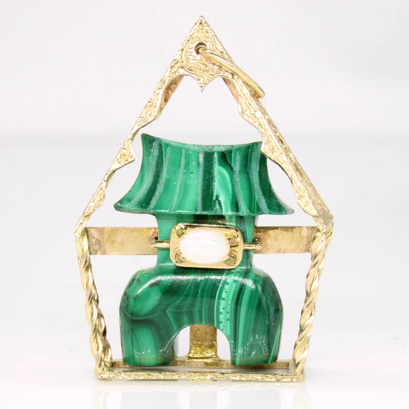 boho pearl charm bracelet Carved Malachite & Opal Pendant | 28.00ct, 0.22ct |