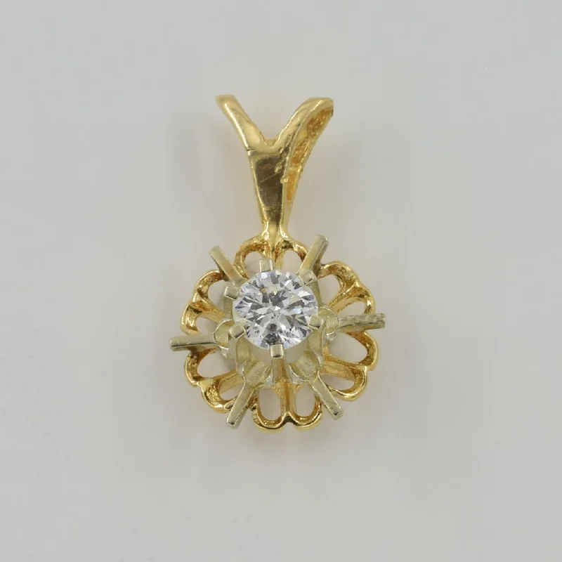 emerald-cut engagement ring halo Cathedral Diamond Pendant | 0.15ct |
