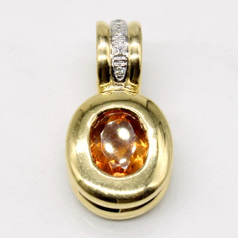 personalized pet photo necklace Citrine & Diamond Pendant | 1.35ct, 0.04ctw |