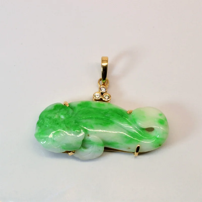 Cluster Diamond & Jadeite Gold Pendant | 0.50ct | 0.12ctw |