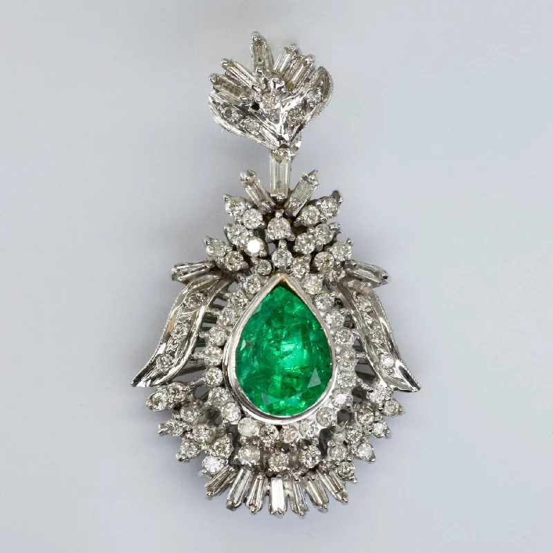 dainty pearl and diamond ring 18k White Gold Diamond and Emerald Pendant | 3.00 ct | 1.02 ctw dainty pearl and diamond ring 18k White Gold Diamond and Emerald Pendant | 3.00 ct | 1.02 ctw
