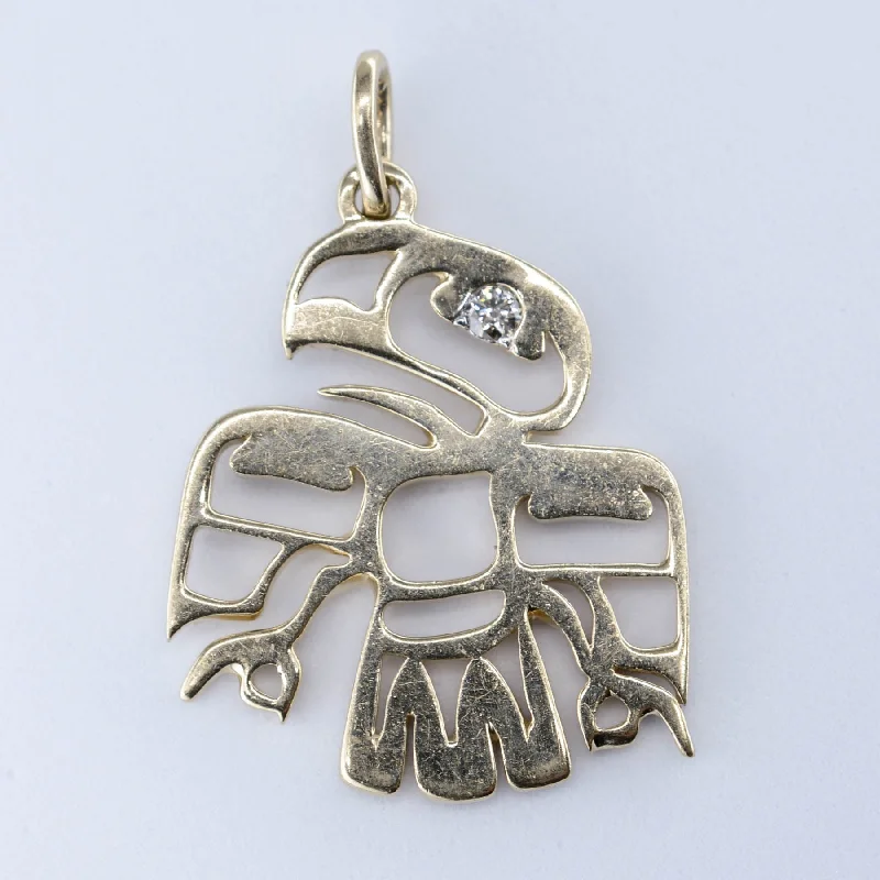 minimalist birthstone bangle 18k Diamond Indigenous Art Eagle Pendant | 0.01ct |