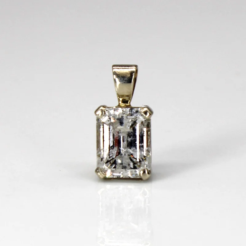 silver moon phase pendant Emerald Cut Diamond Solitaire 14k Pendant | 2.10ct |