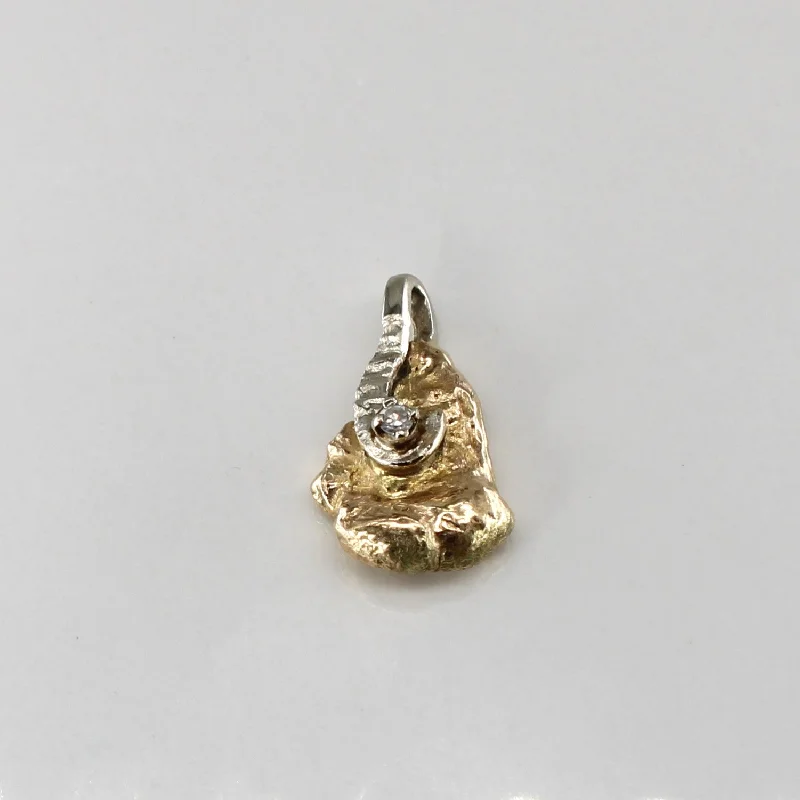 handmade braided hemp bracelet Gold Nugget Diamond Pendant | 0.02ctw |
