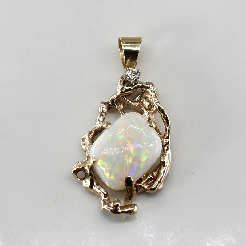 unique crystal bar necklace Opal & Diamond 14k Pendant | 2.4 ctw, 0.07ctw |