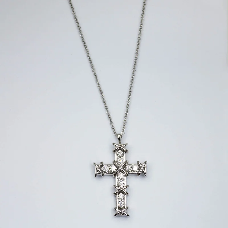 eternity ring for anniversary 'Tiffany & Co.' Jean Schlumberger Diamond Cross Pendant Necklace  | 0.35ctw |