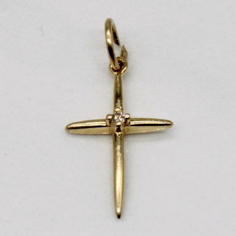 hexagon-shaped engagement ring unique Diamond Cross 14k Pendant | 0.01ct |