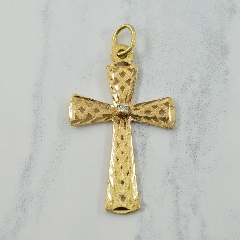 vintage locket necklace gold Diamond Cross Pendant | 0.02ct |