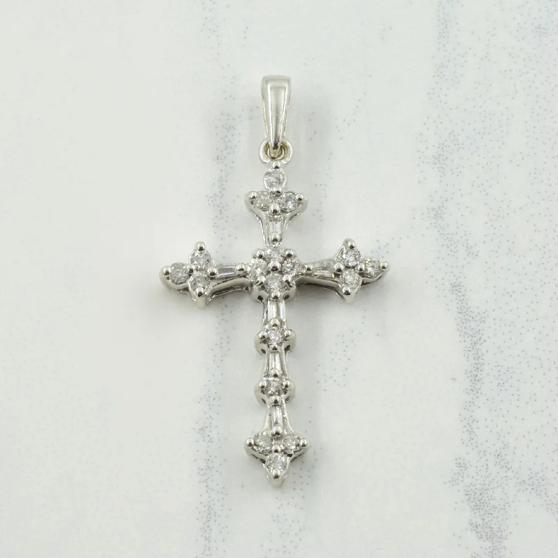gold heart-shaped pendant necklace Diamond Cross Pendant | 0.22ctw |