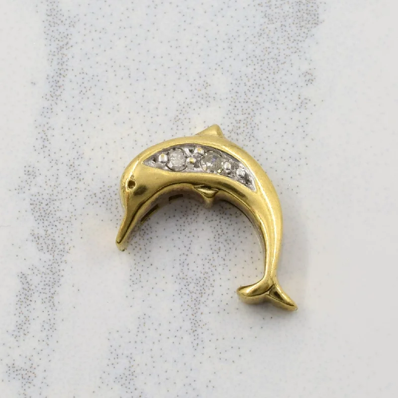 crystal-studded gold ring Diamond Dolphin Pendant | 0.03ctw |