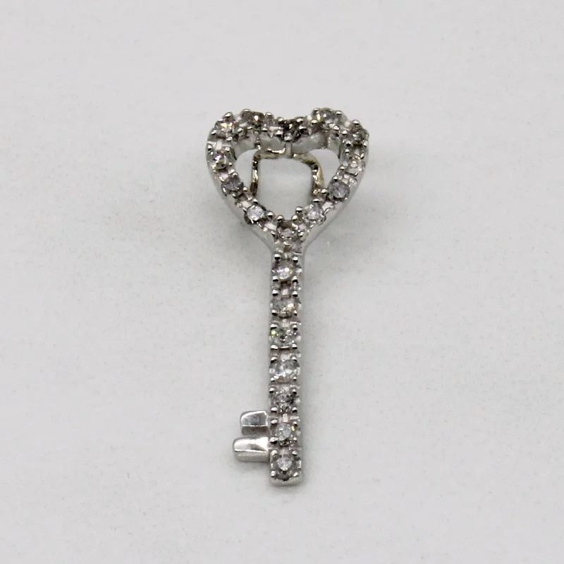 sapphire princess cut ring Diamond Heart Key Pendant | 0.10ctw |