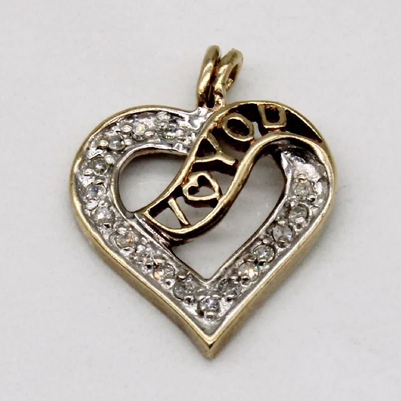 men’s leather and silver bracelet Diamond 'I Love You' Heart Pendant | 0.08ctw |