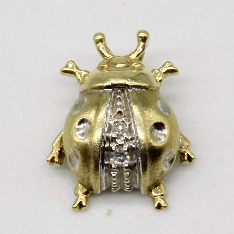 minimalist gold bracelet thin Diamond Ladybug 14k Pendant | 0.02ctw |