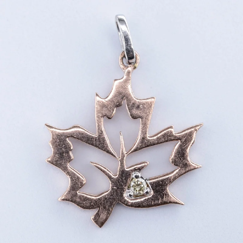 handmade beaded stretch bracelet 10k Two-Tone Diamond Maple Leaf Pendant | 0.015ct |