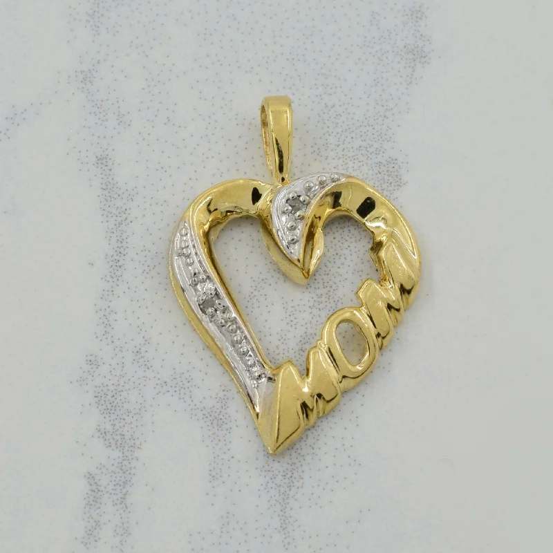 personalized family tree necklace Diamond 'MOM' Heart Pendant | 0.01ctw |