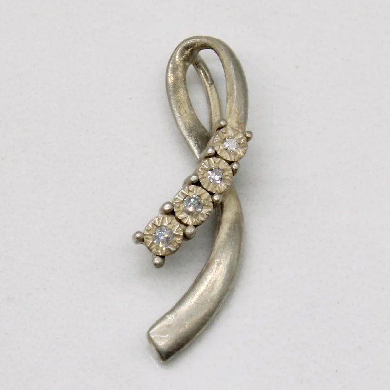 silver wedding band with engraving Four Stone Diamond Pendant | 0.02ctw |