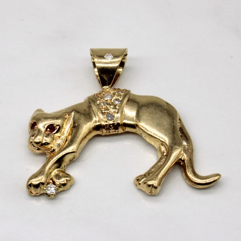 Diamond & Ruby Panther Pendant | 0.28ctw, 0.04ctw |