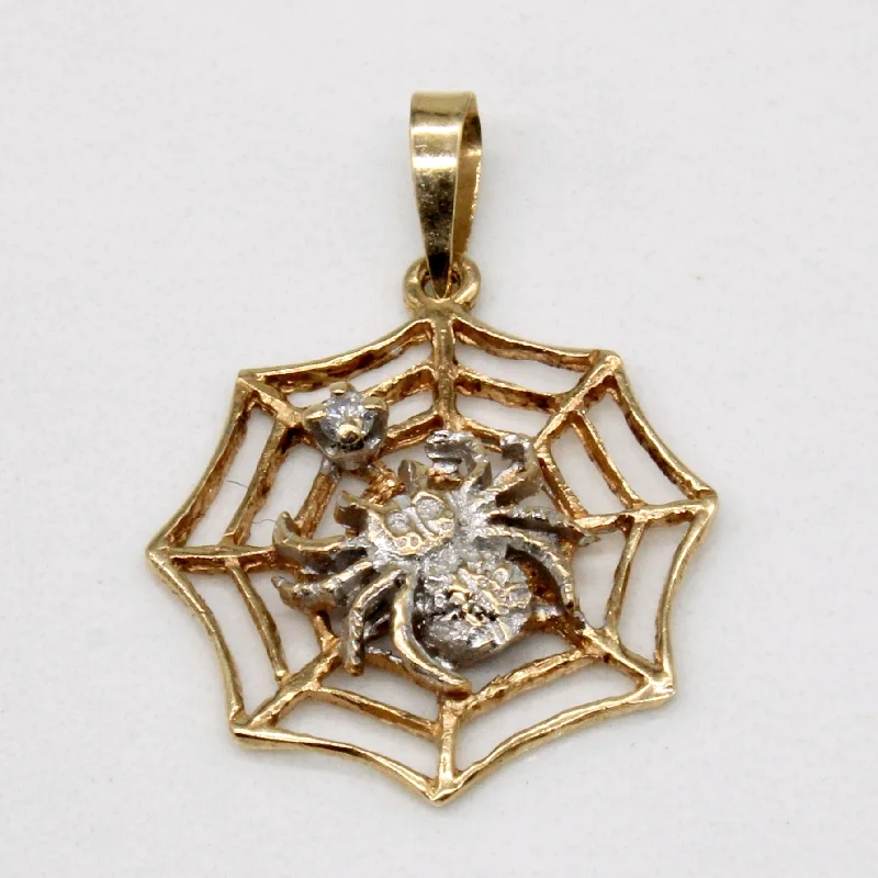 boho gemstone anklet Diamond Spider's Web 14k Pendant | 0.01ct |